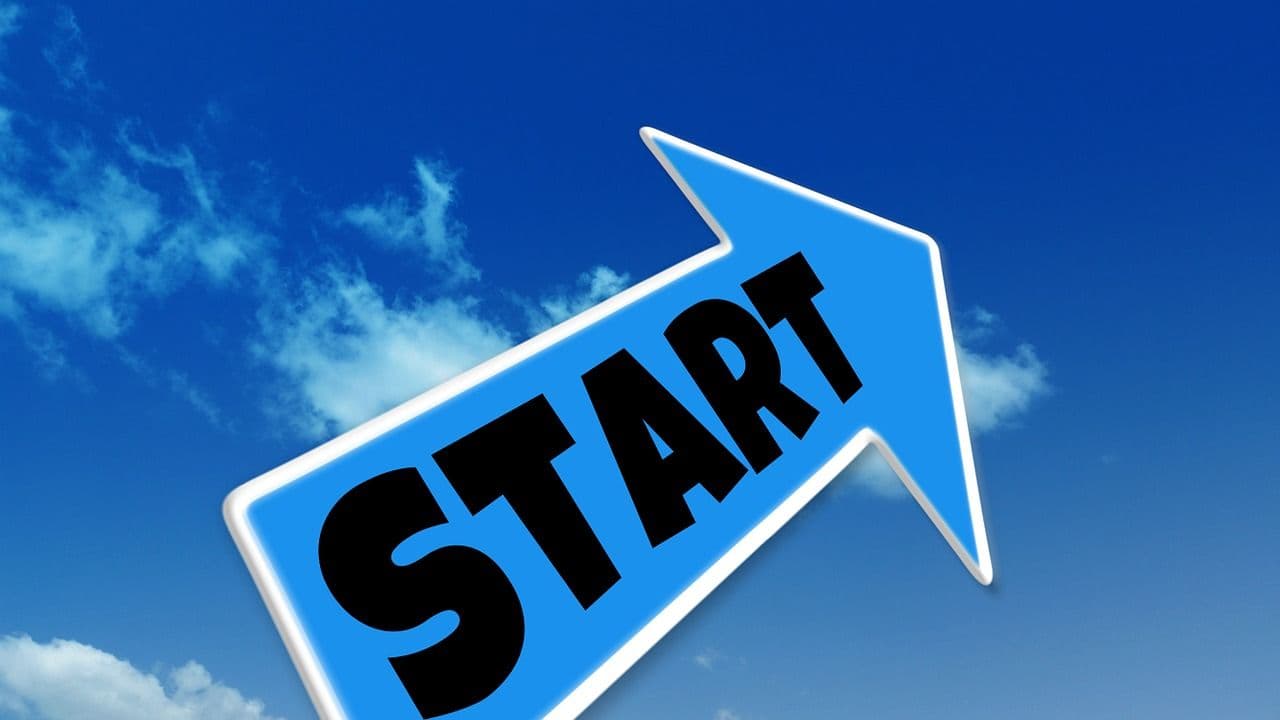 Pijl met tekst: Start