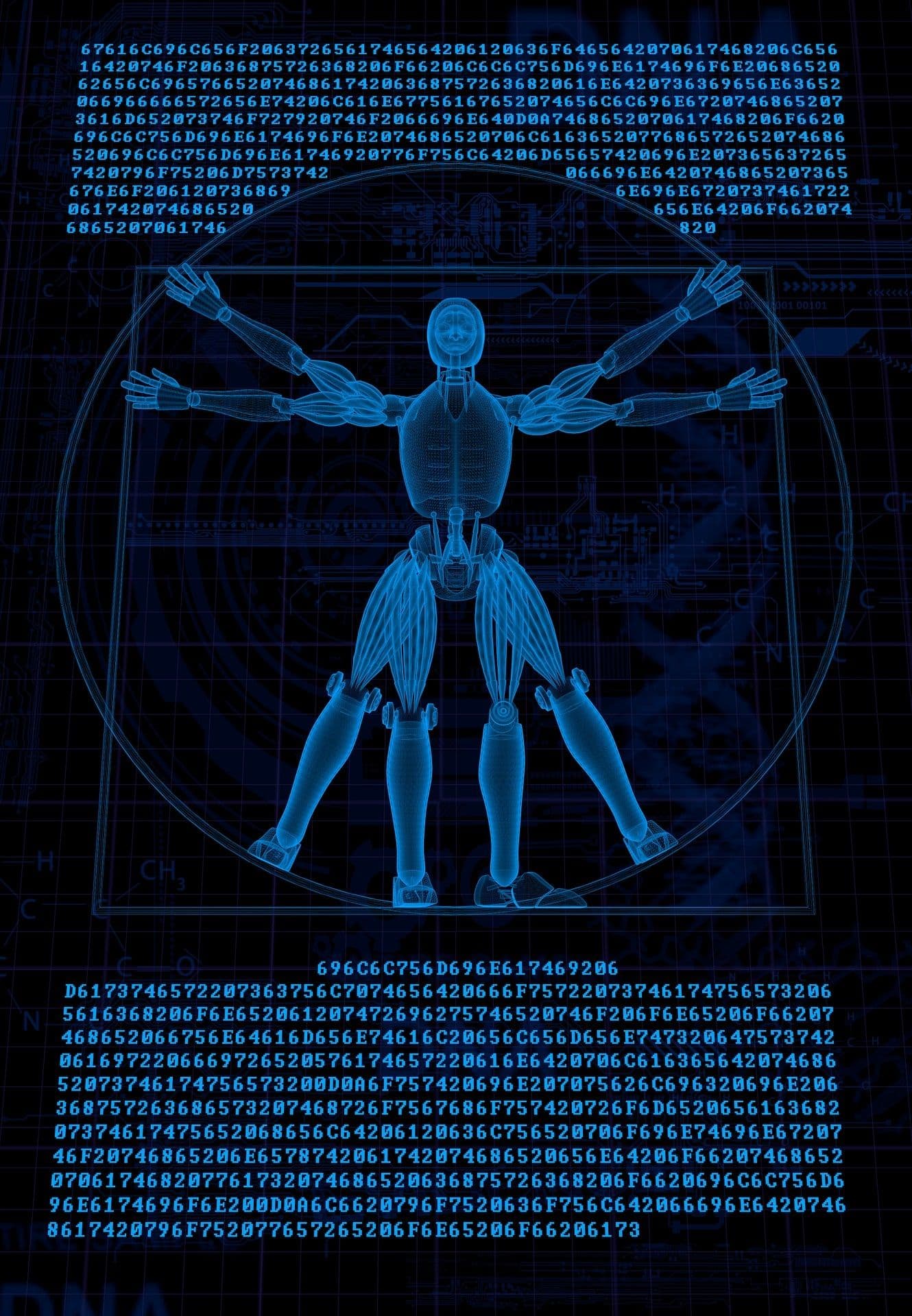 Computerbeeld met menselijk figuur